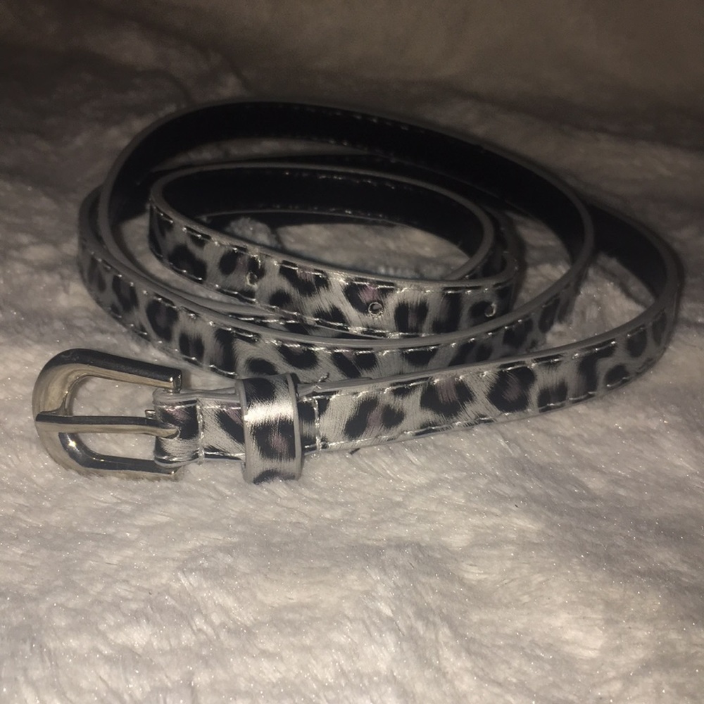 Silver leopard thin belt L/XL